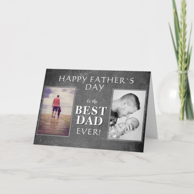 Photo Collage Chalkboard Best Dad Father`s day Card (Front)