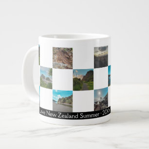 Photo Collage Chequered New Zealand Summer Coast Large Coffee Mug