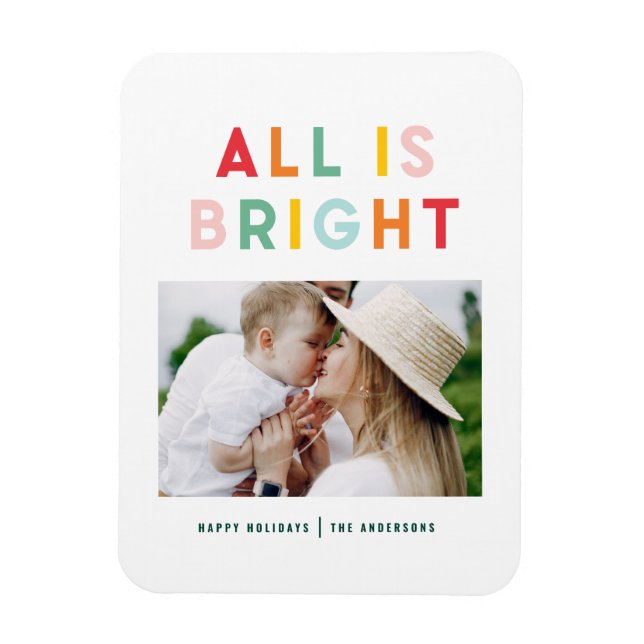 Photo collage christmas rainbow colourful bright h magnet (Vertical)