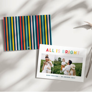 Photo collage christmas rainbow colourful bright holiday card