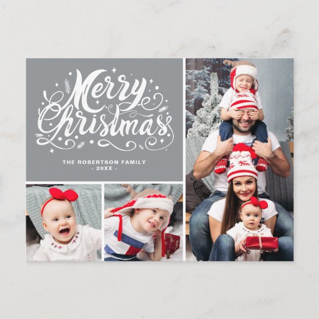 photo collage christmas wishes holiday postcard (Front)