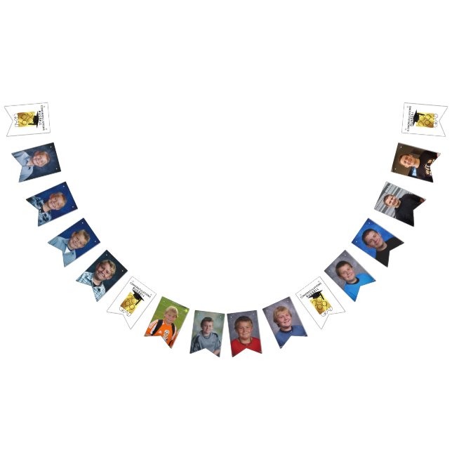 Photo Collage CLASS OF Black Gold Graduation Bunting (All)