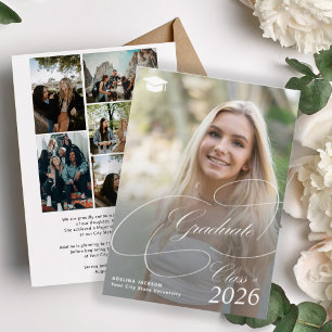 Photo collage classic graduate script graduation announcement