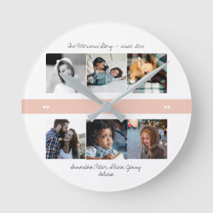 Photo collage create your own family round clock