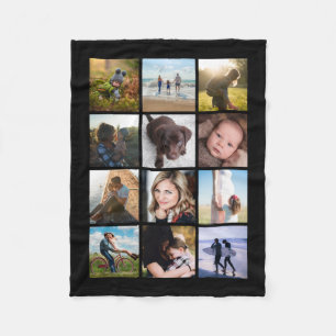Photo collage custom colour fleece blanket