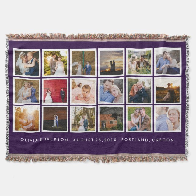 Photo Collage Custom Colour Throw Blanket (Front)
