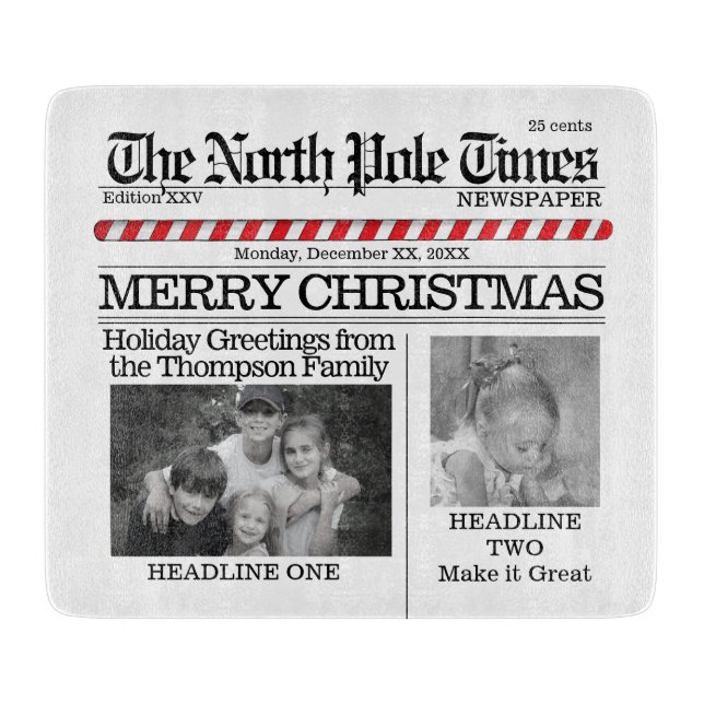 Photo Collage Custom Funny Christmas Photo Cutting Board (Front)