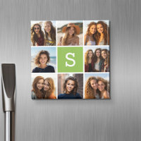 Photo Collage Custom Monogram - Lime Green