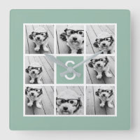 Photo Collage Custom Monogram Mint Green