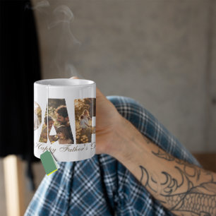 Photo Collage Cutout Letters PAPA Coffee Mug