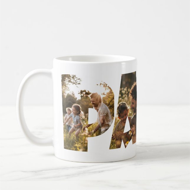 Photo Collage Cutout Letters PAPA Coffee Mug (Left)