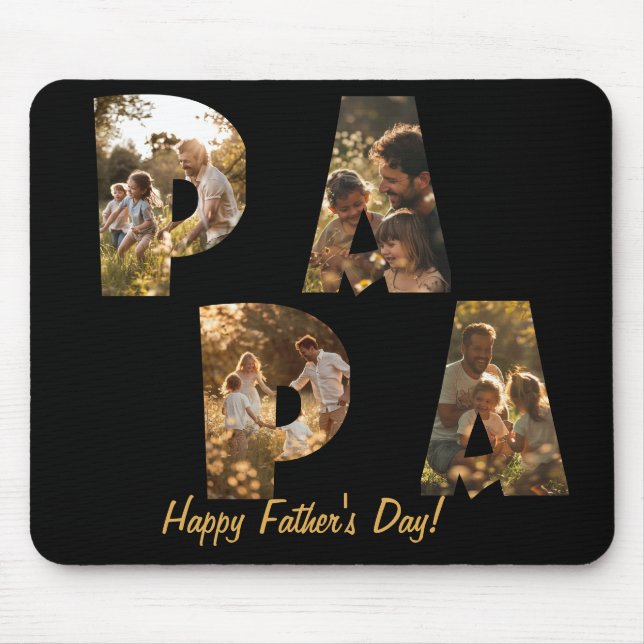 Photo Collage Cutout Letters PAPA  Mouse Mat (Front)