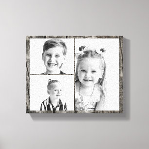 Photo Collage Dark Wood  Canvas Print