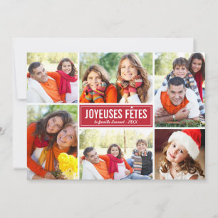 Photo Collage de Noël Carte de Voeux   en Rouge Holiday Card