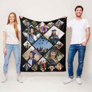 Photo Collage Diagonal Template w/ 17 images Fleece Blanket