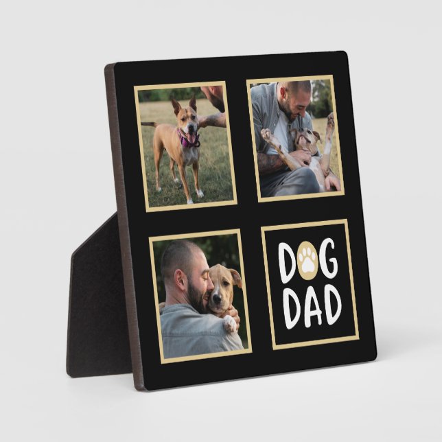 Photo Collage Dog Dad Paw Print Plaque (Front)
