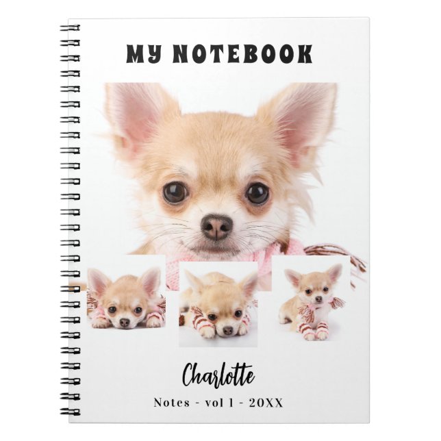 Photo collage dog pet girl white notebook (Front)