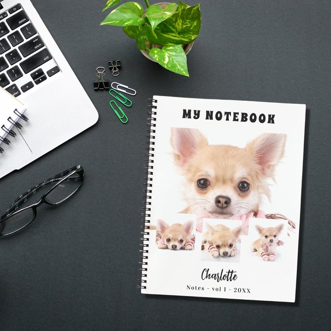 Photo collage dog pet girl white notebook (Creator Uploaded)