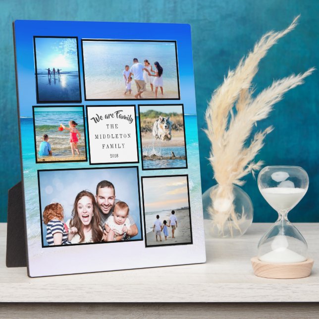 Photo Collage Family Beachside We are Family Plaque (Side)