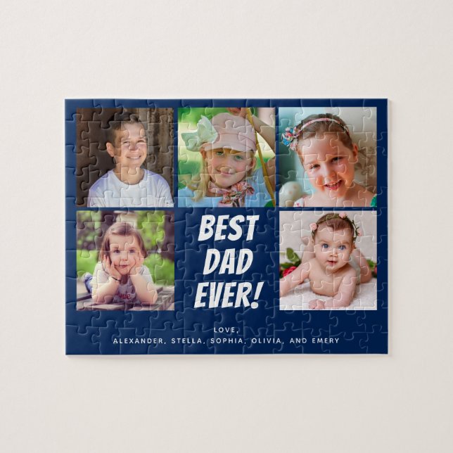 Photo Collage Family Best Dad Ever Jigsaw Puzzle (Horizontal)