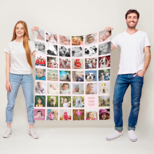 Photo Collage Family Design Your Own Multi Picture Fleece Blanket