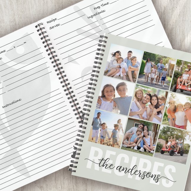 Photo Collage Family Monogram Recipe Book (Creator Uploaded)