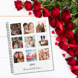 Photo collage family monogram white 2025 planner<br><div class="desc">Make your own unique family photo collage as a gift for your mum, wife or yourself. Use four, 9 of your favourite photos of your family, friends, dream travel destination or pet! Personalise and add a name and a year. The name is written with a modern hand lettered style script....</div>