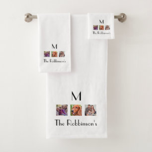 Photo collage family name initial template bath to bath towel set