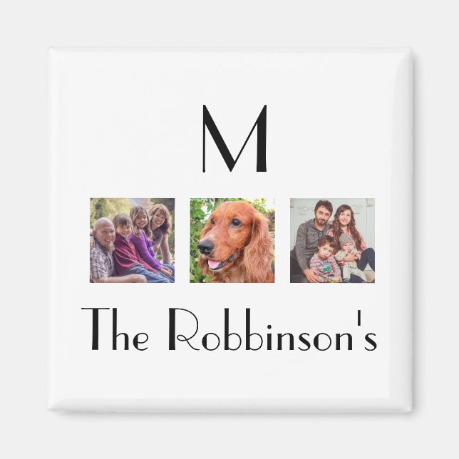 Photo collage family name initial template magnet (Front)