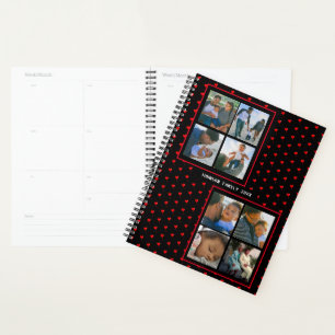 Photo Collage Family Personalised Red Heart & Name Planner