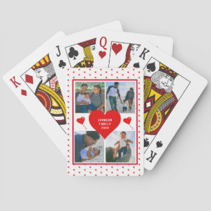 Photo Collage Family Personalised Valentine Heart Playing Cards