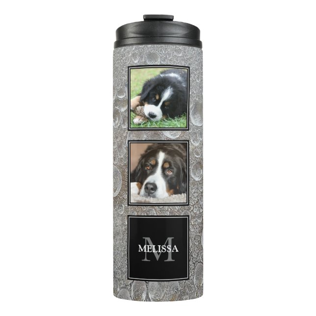 Photo collage family pets on ice frozen water thermal tumbler (Front)