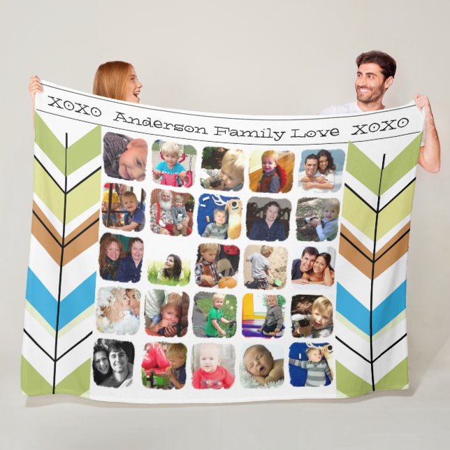 Photo Collage Family Photos Fleece Blanket (In Situ)