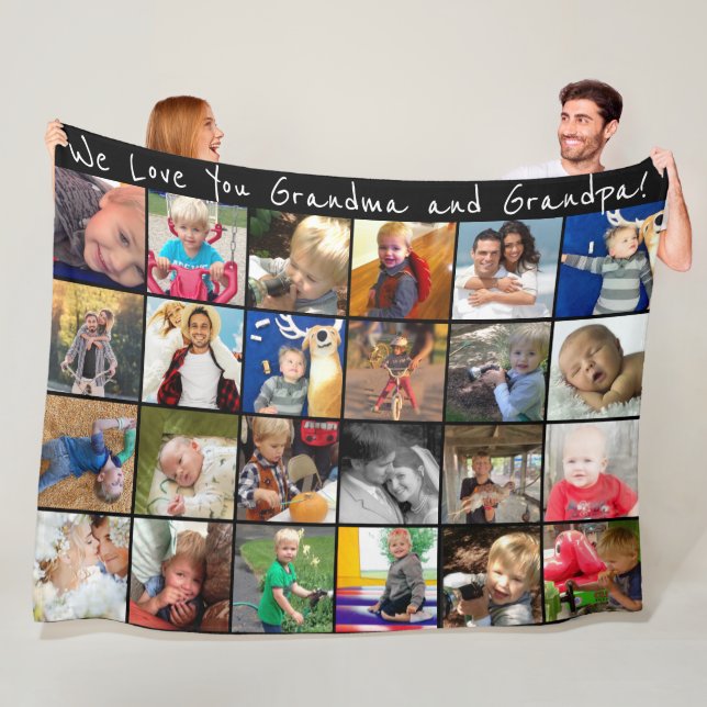Photo Collage Family Photos Fleece Blanket (In Situ)