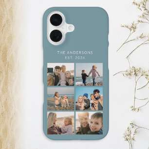 Photo Collage Family Pictures Blue iPhone 16 Case