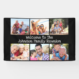 Photo Collage Family Reunion Personalised Black  Banner