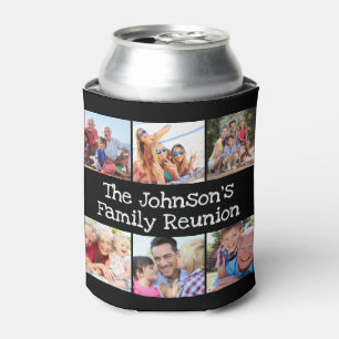 Photo Collage Family Reunion Personalised Black  Can Cooler