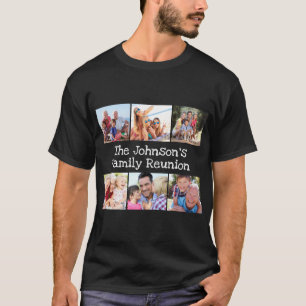 Photo Collage Family Reunion Personalised Black T-Shirt