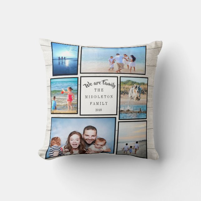 Photo Collage Family Rustic We are Family Cushion (Front)