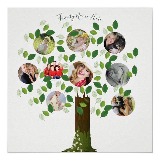 Photo Collage Family Tree Parents Grandparent Gift Poster (Front)