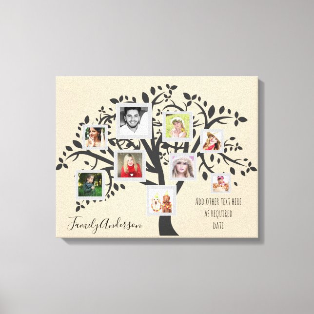 Photo Collage Family Tree Template Personalised Canvas Print (Front)