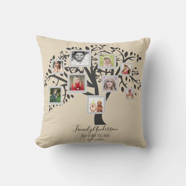 Photo Collage Family Tree Template Personalised Cushion (Front)