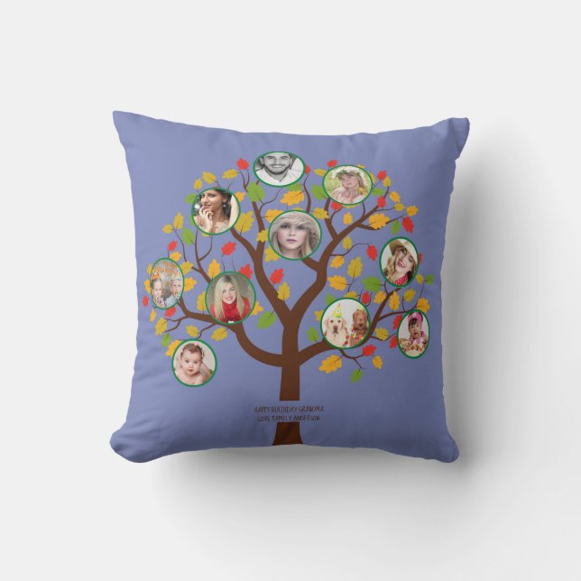 Photo Collage Family Tree Template Personalised Cushion (Front)