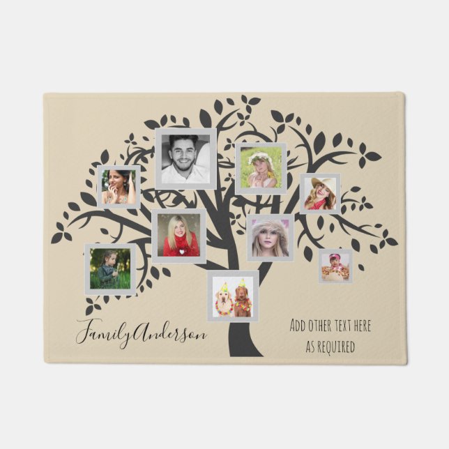 Photo Collage Family Tree Template Personalised Doormat (Front)