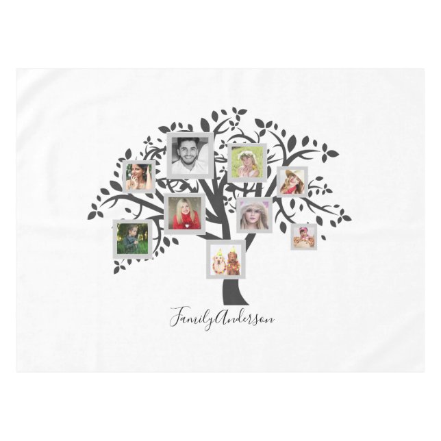 Photo Collage Family Tree Template Personalised Tablecloth (Front (Horizontal))
