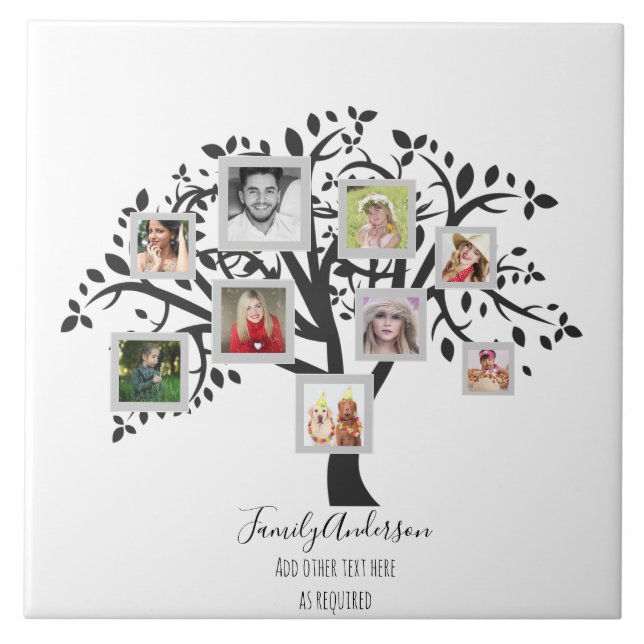 Photo Collage Family Tree Template Personalised Tile (Front)