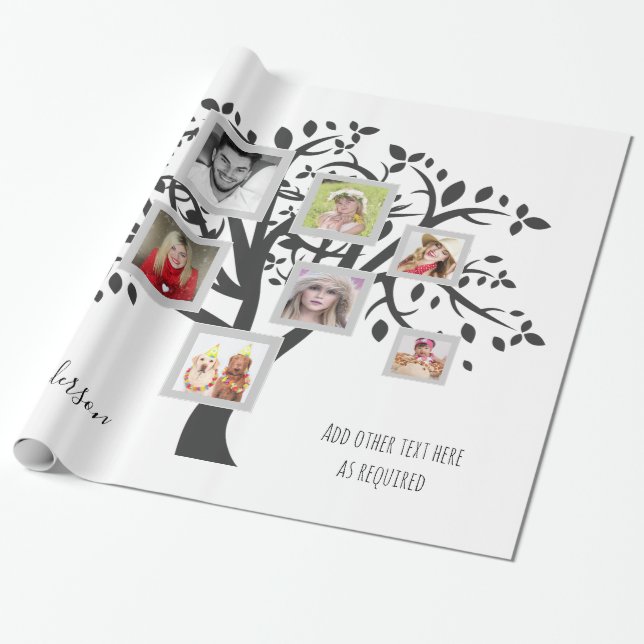 Photo Collage Family Tree Template Personalised Wrapping Paper (Unrolled)