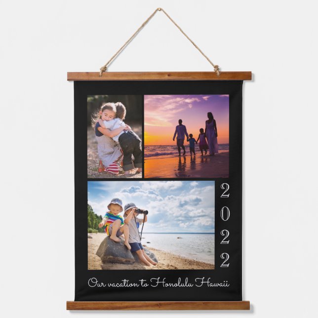 Photo Collage | Family Vacation Memento Keepsake Hanging Tapestry (Front)
