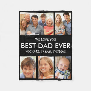 Photo Collage Fathers Day Best Dad Ever Fleece Blanket