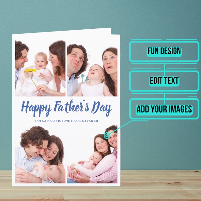 Photo Collage Father's Day Card (Give dad this extra special card on Father's Day that let's you add a collage of fun photos.)